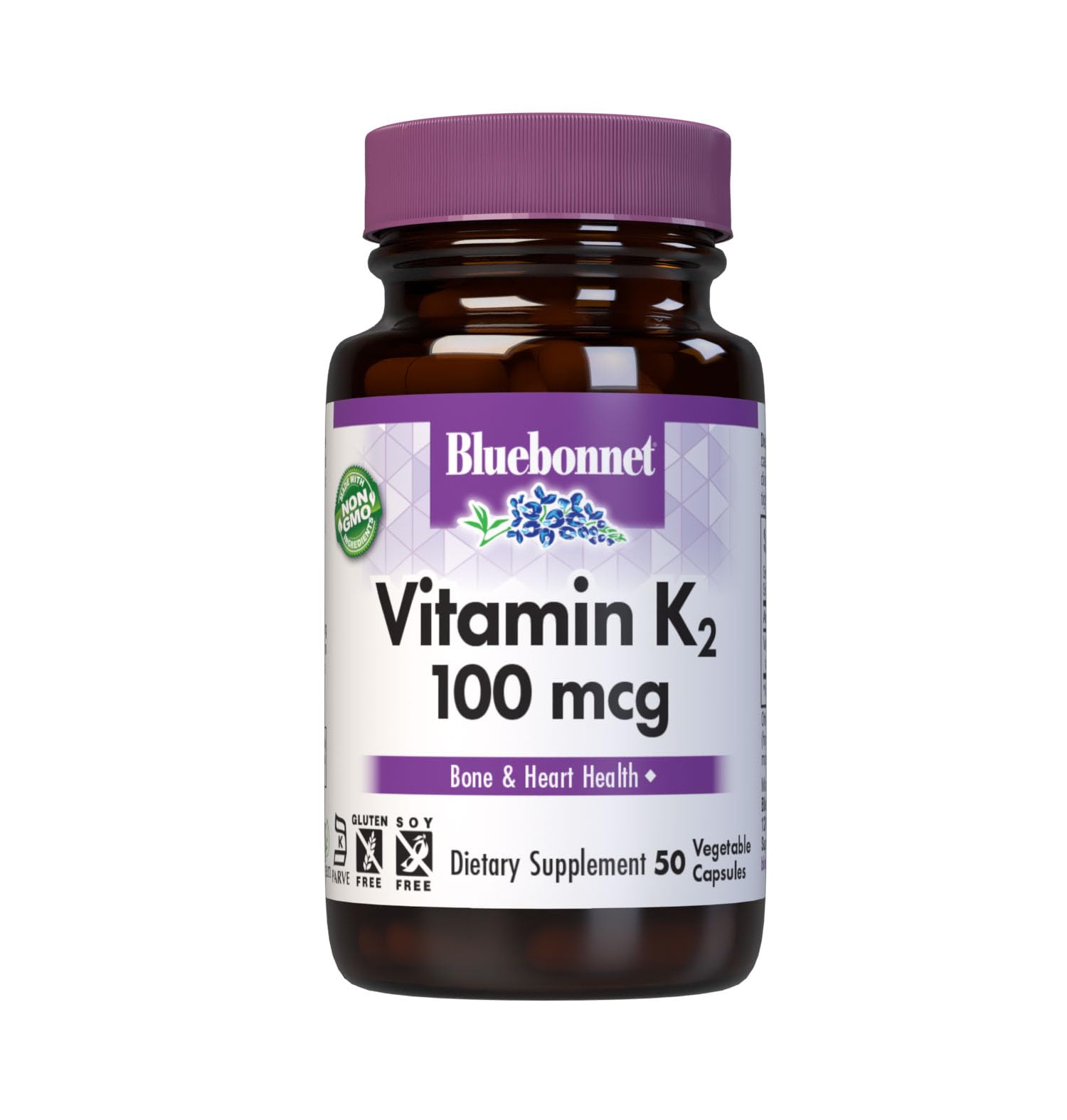 BlueBonnet Vitamin K2 100 mcg Vegetable Capsules front view
