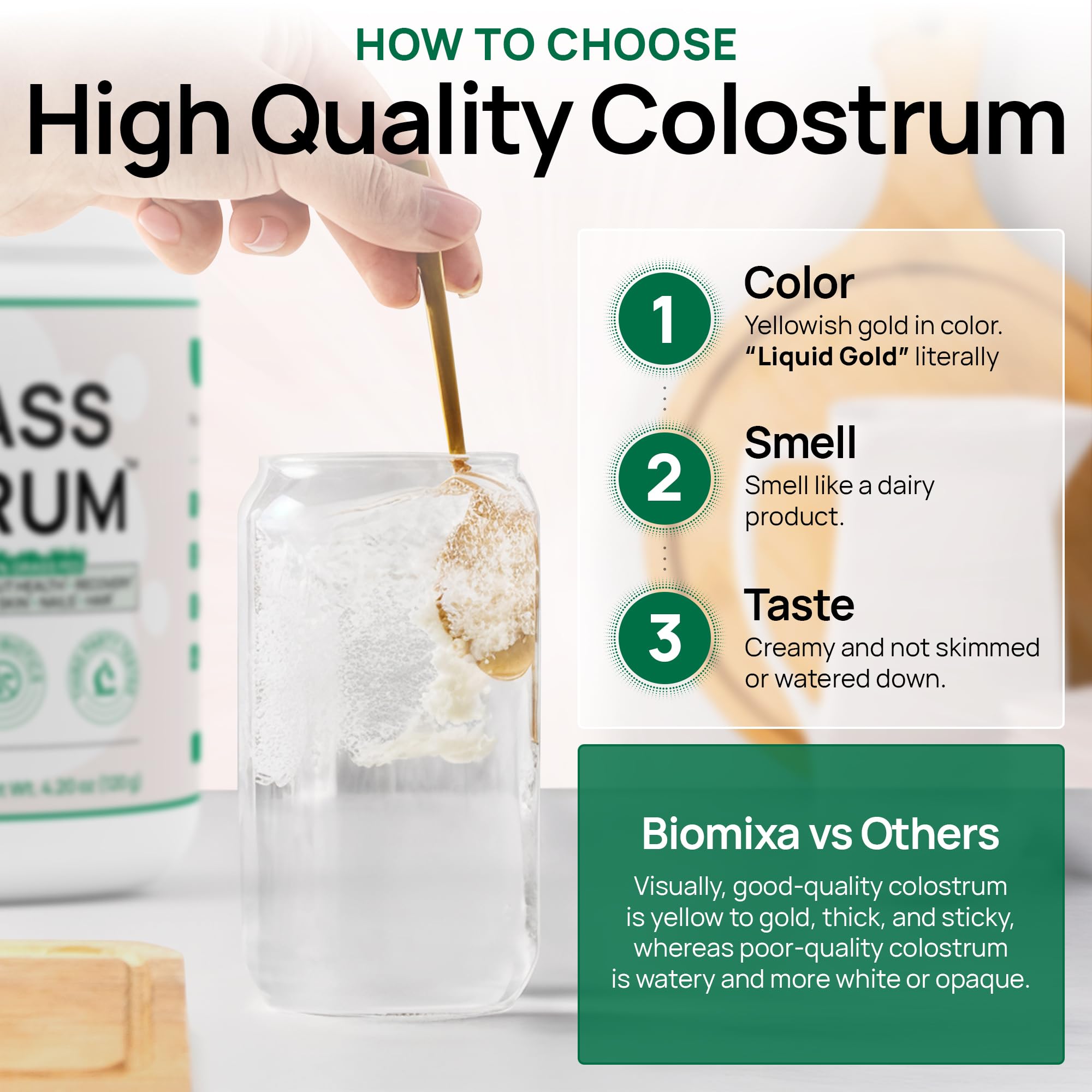Bluegrass Colostrum 120g back view with ingredient list