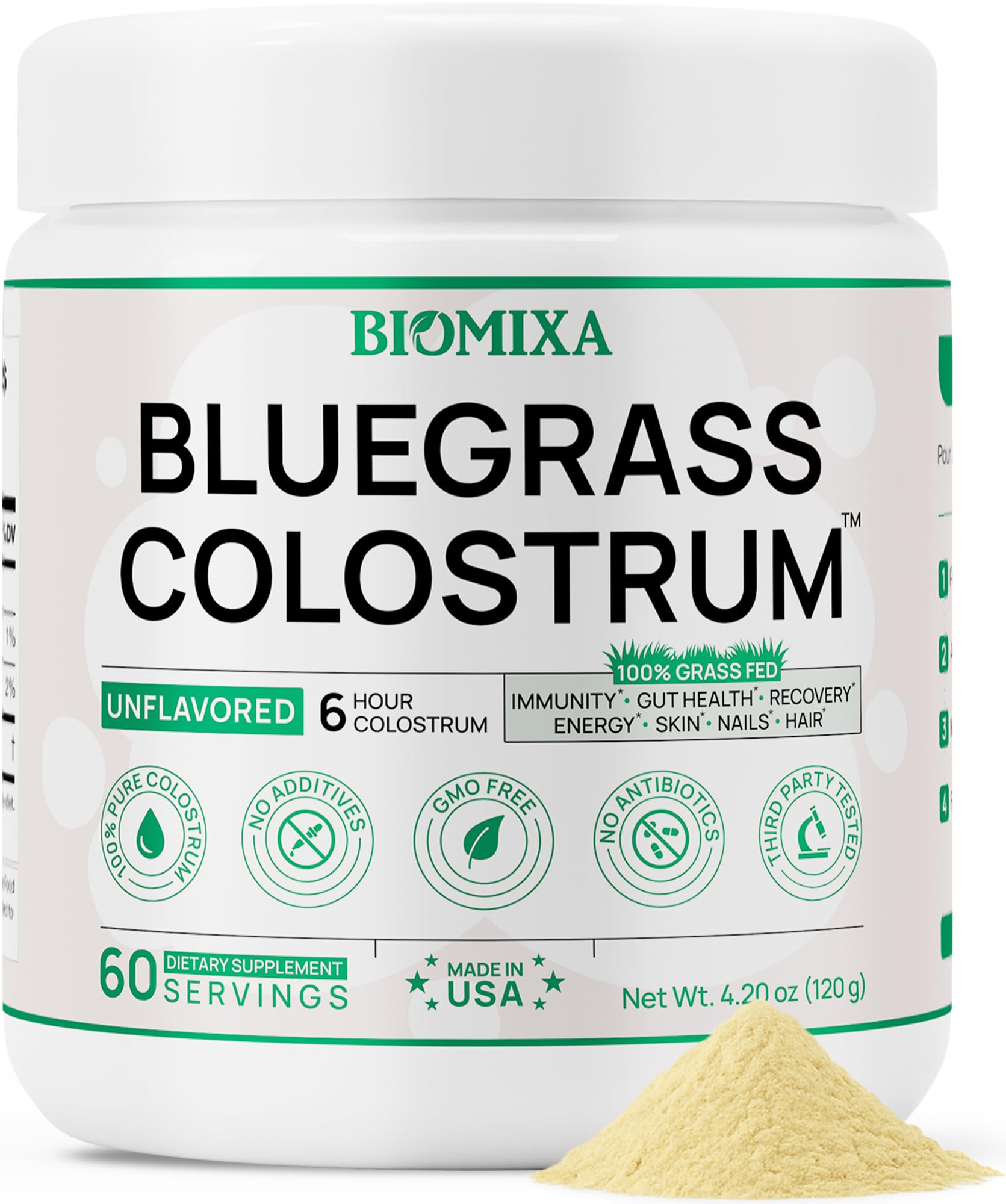 Bluegrass Colostrum 120g front view packaging