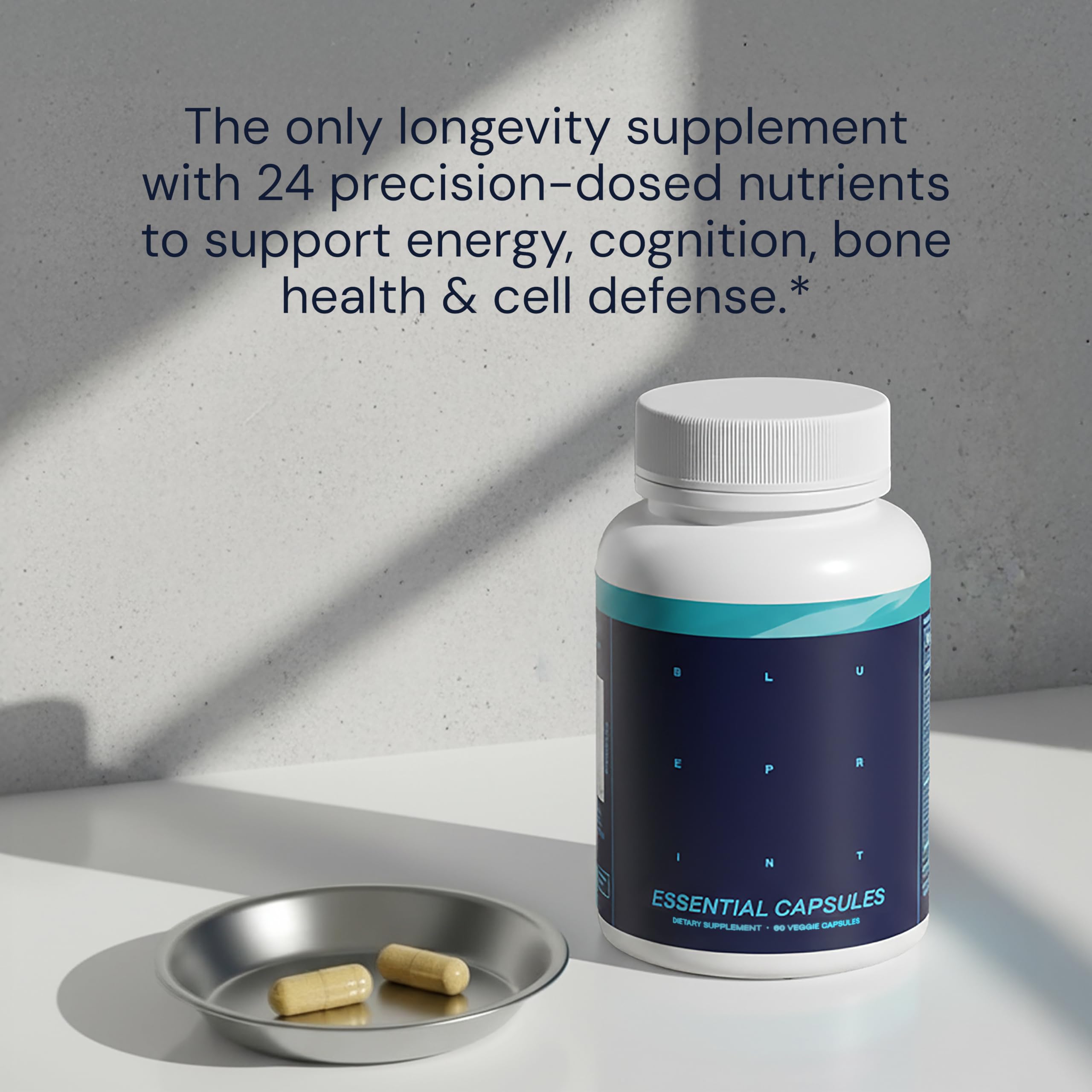 Blueprint Bryan Johnson Essential Capsules opened bottle
