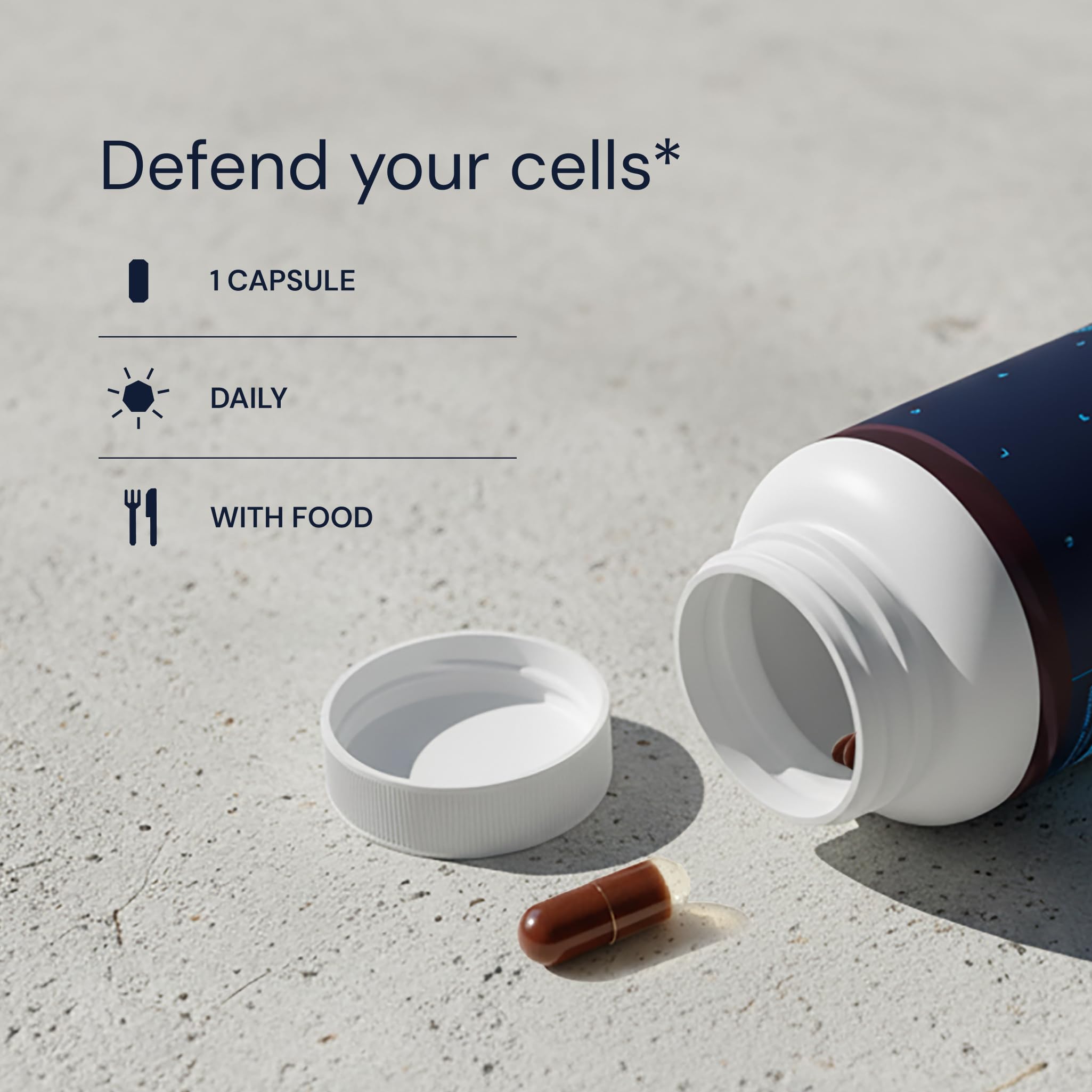 Blueprint Bryan Johnson Essential Softgels vegan capsules on a wooden table