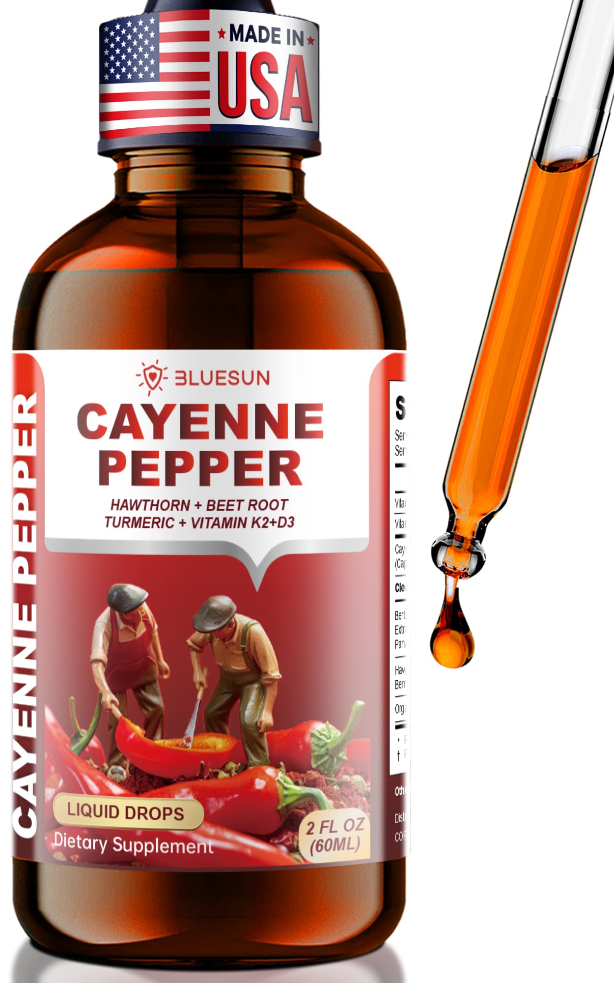 Bluesun Cayenne Pepper Liquid Drops 100g front view