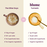Blume Golden Milk Turmeric Latte Powder on a wooden table
