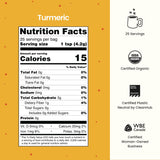 Blume Golden Milk Turmeric Latte Powder with a cup of latte