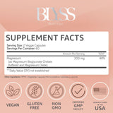 BLYSS Nutrition UNWIND Magnesium Glycinate 200mg capsules bottle side view