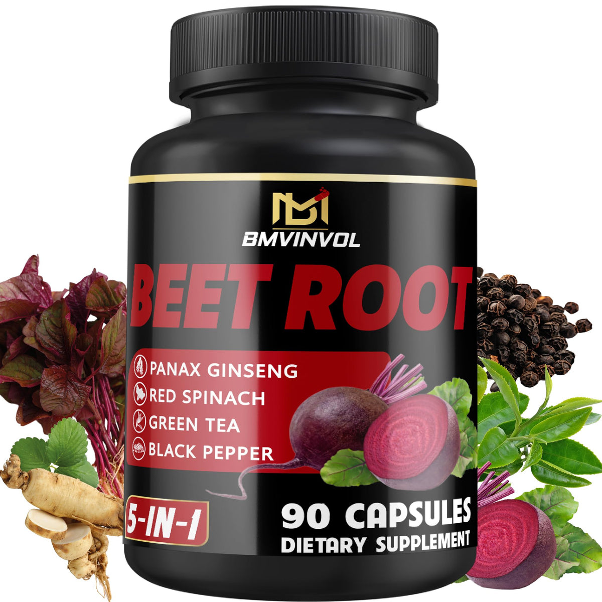 BMVINVOL Beetroot Complex Capsules front view with packaging
