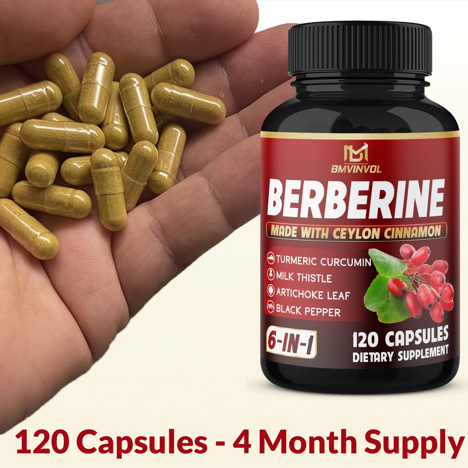 BMVINVOL Berberine Complex capsules close-up