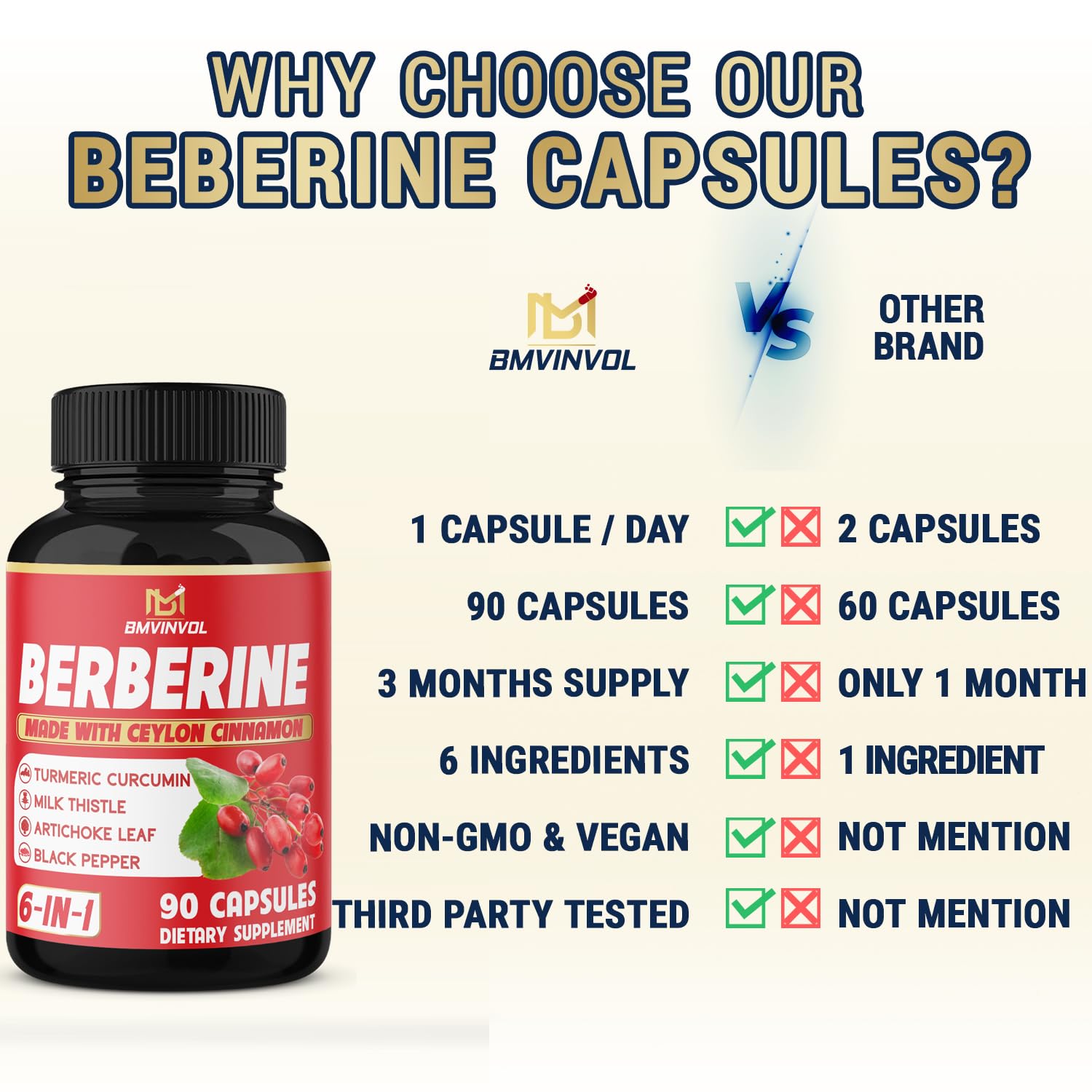 BMVINVOL Berberine Complex on a kitchen counter