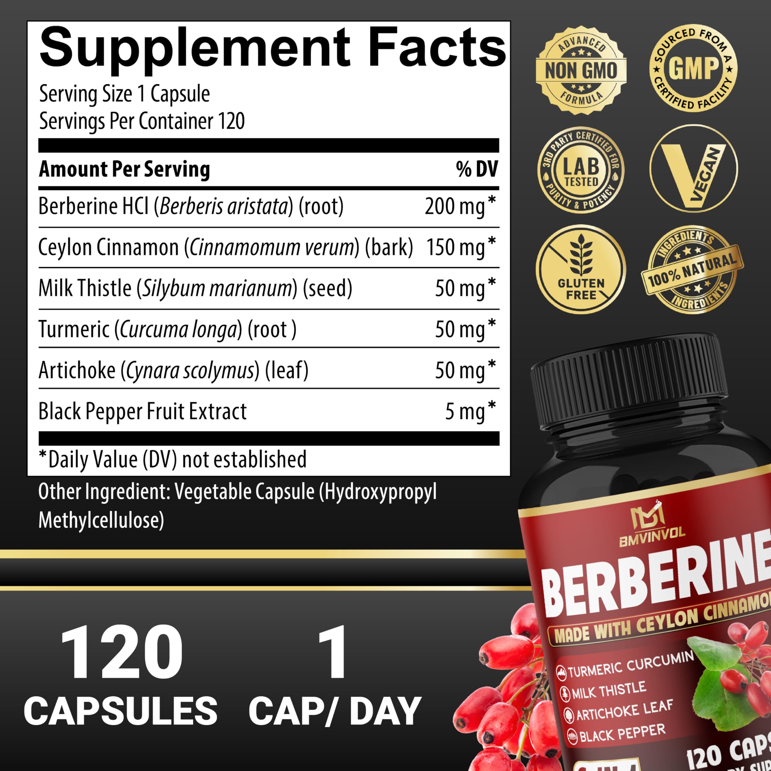 BMVINVOL Berberine Complex packaging side view