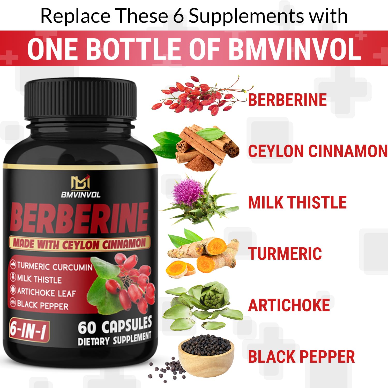BMVINVOL Berberine Supplement with Ceylon Cinnamon