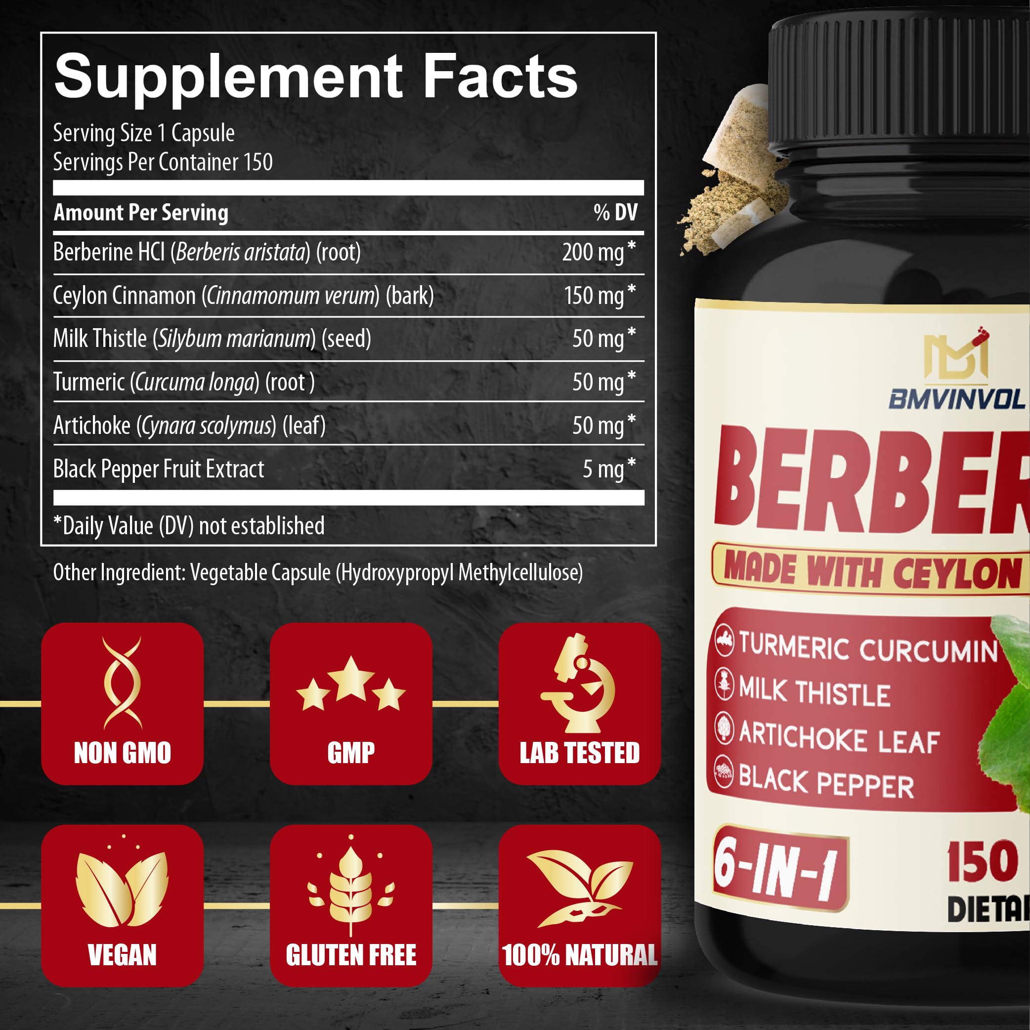 BMVINVOL Cinnamon Supplement bottle side view