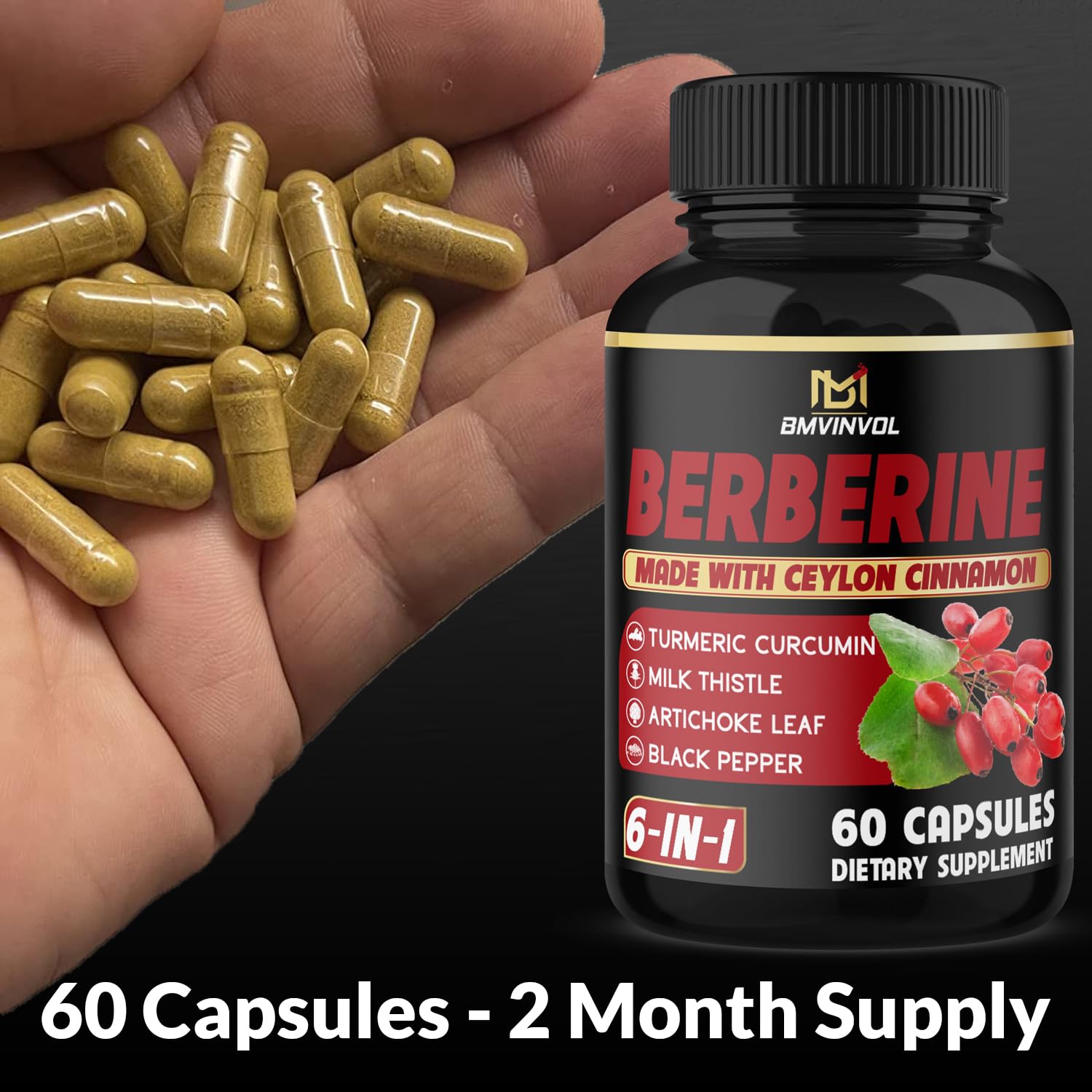 BMVINVOL Cinnamon Supplement bottle with cap