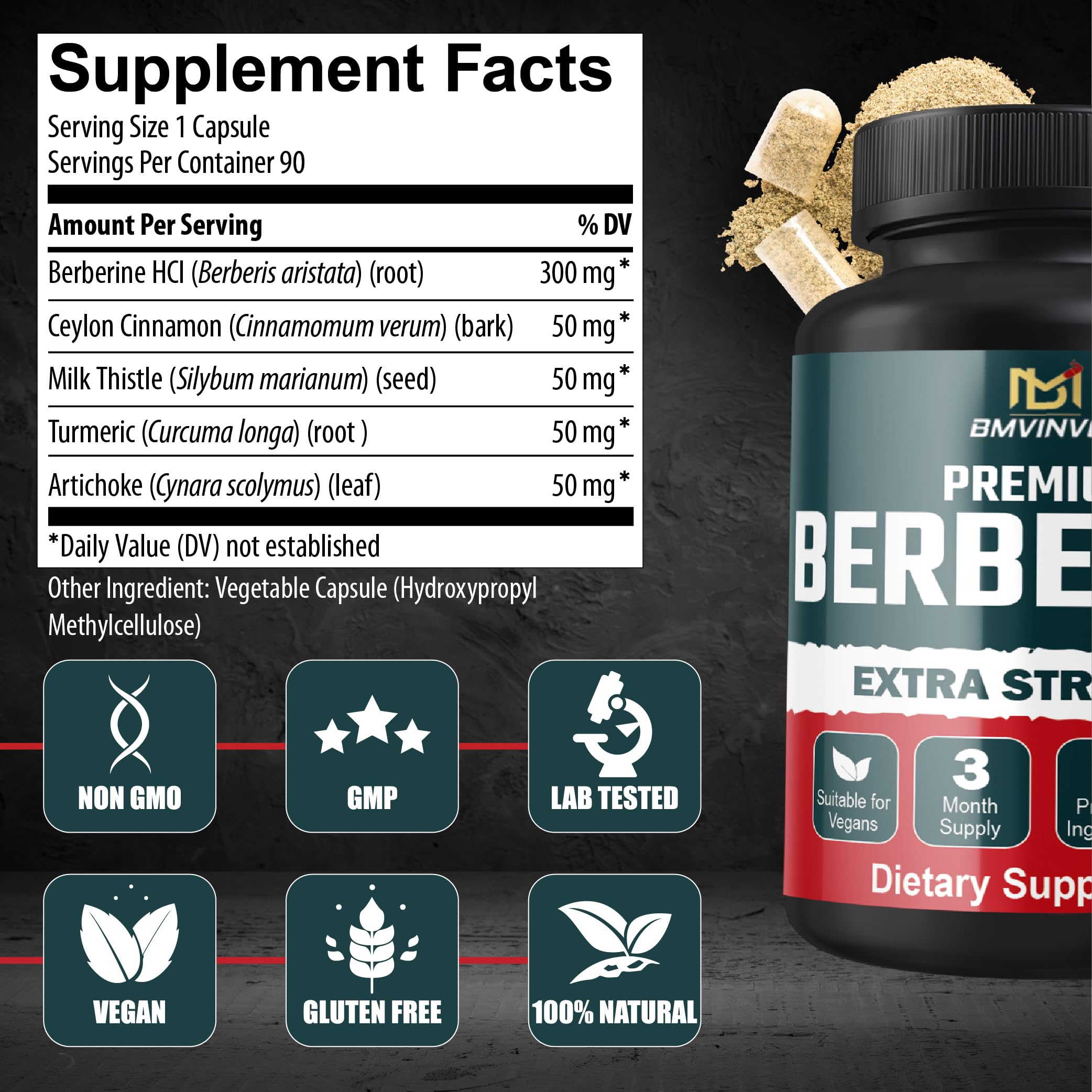 BMVINVOL Daily Berberine Capsules bottle with label