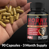 BMVINVOL Horny Goat Weed Capsules with a single capsule on a wooden surface