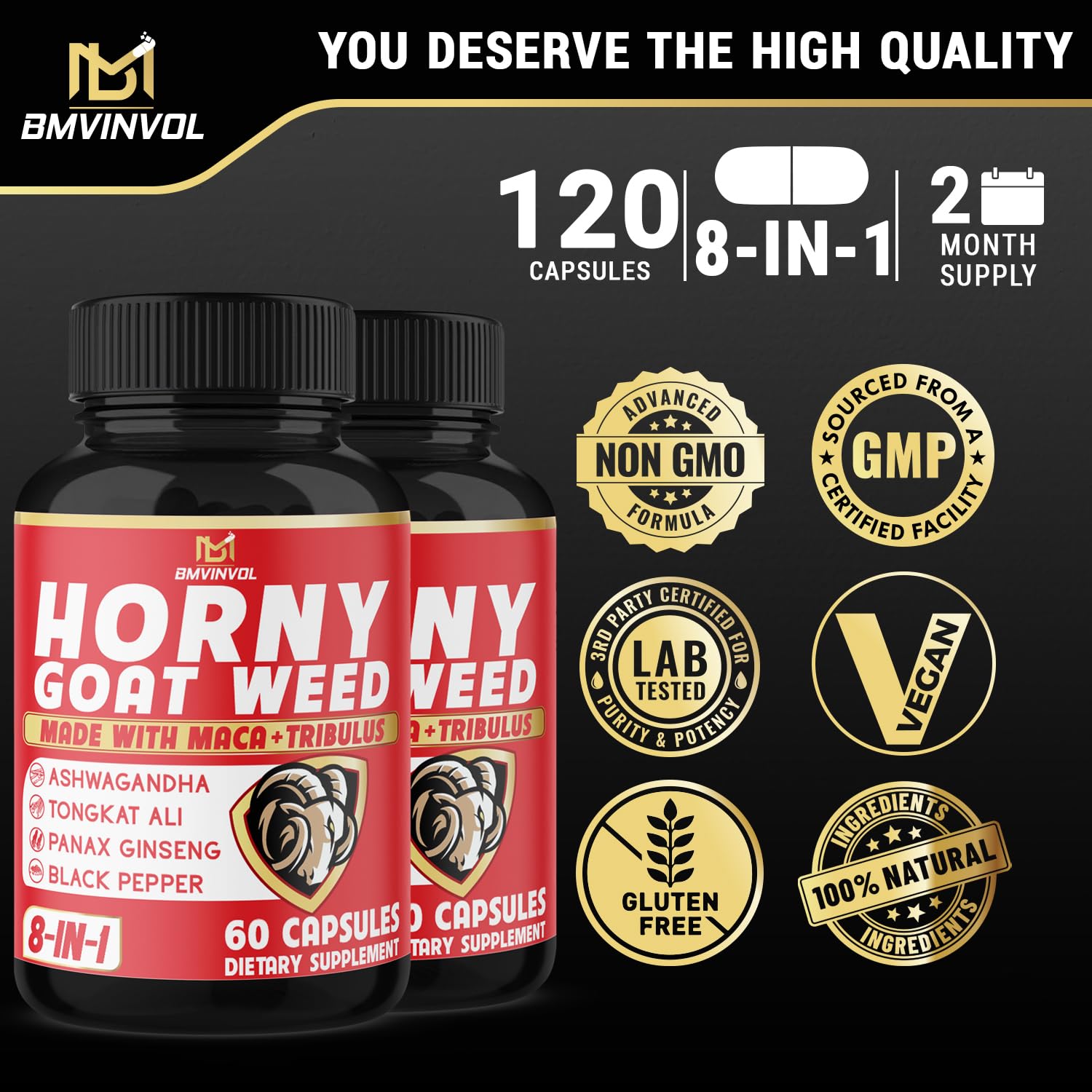 BMVINVOL Horny Goat Weed Capsules with measuring spoon