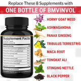 BMVINVOL Horny Goat Weed Supplement capsules in a clear bottle