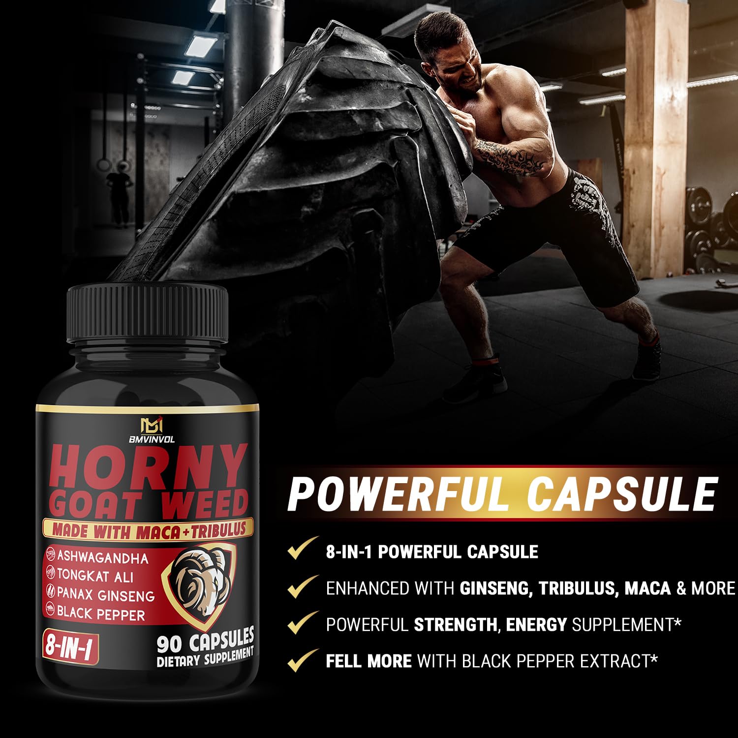 BMVINVOL Horny Goat Weed Supplement with herbal ingredients