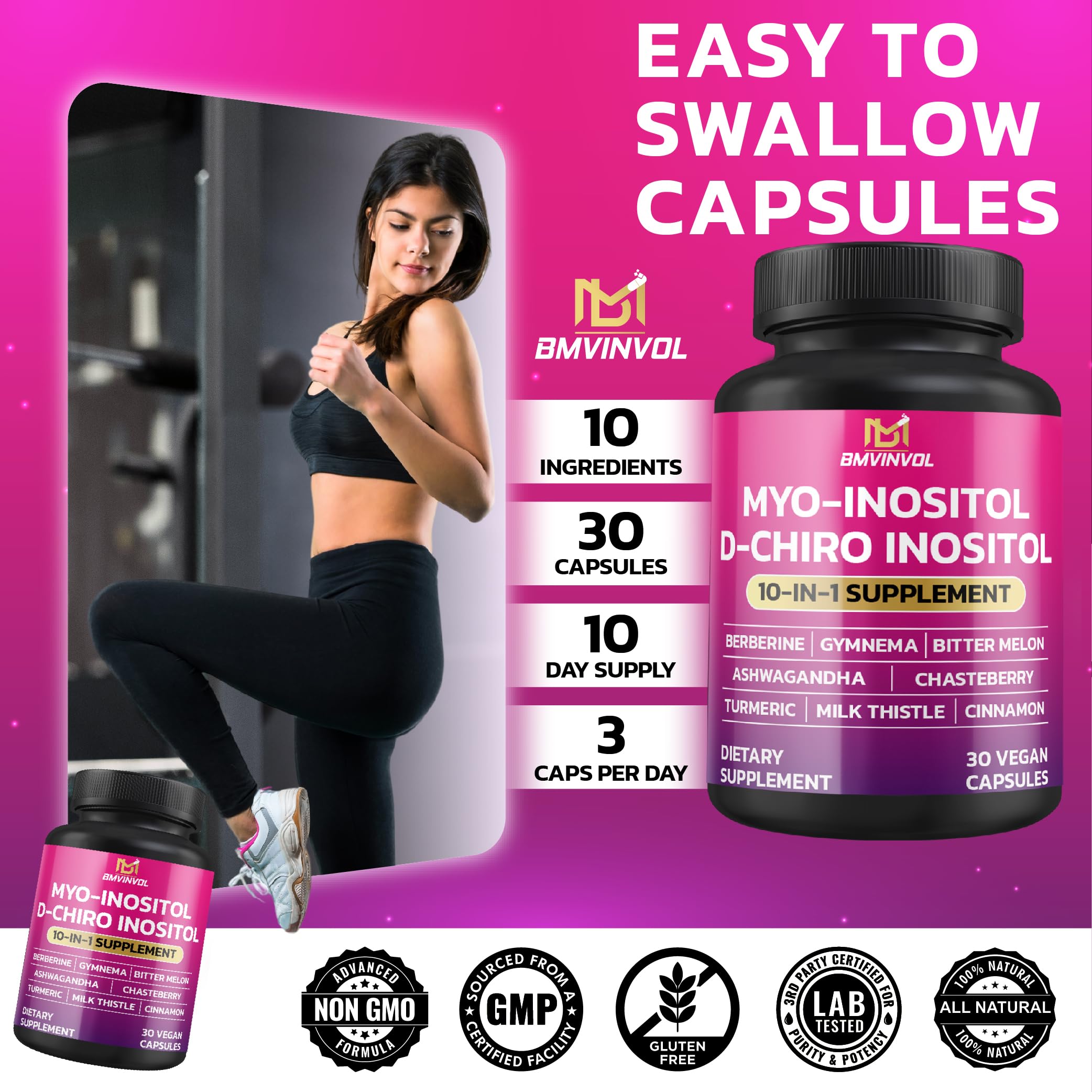 BMVINVOL Inositol Capsules 40:1 Ratio packaging