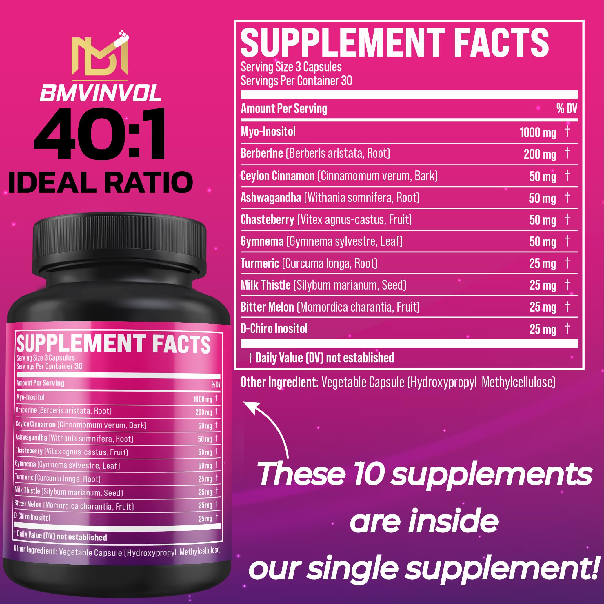 BMVINVOL Inositol Supplement capsule close-up