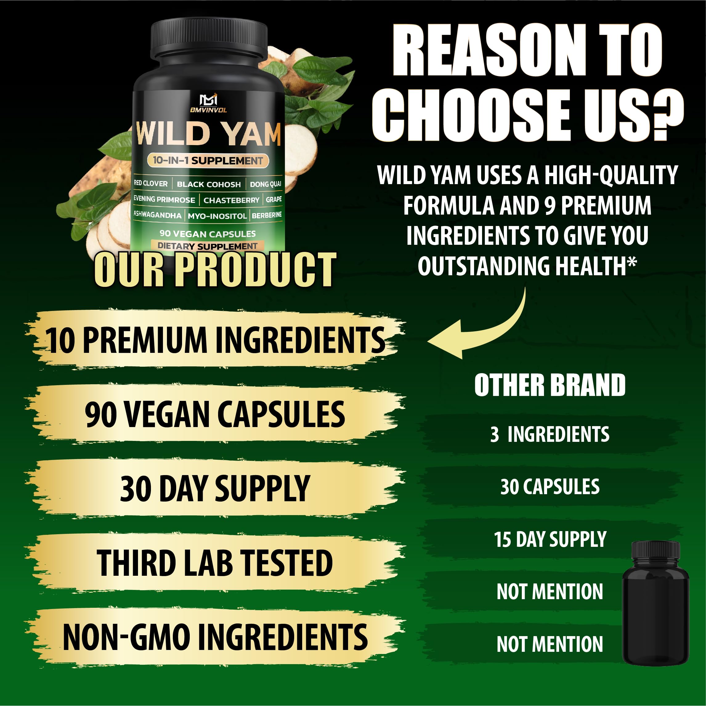 BMVINVOL Wild Yam Supplement lifestyle scene with herbal elements