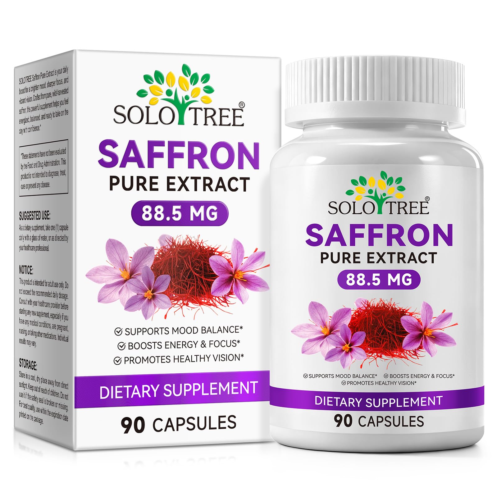 bnHUlMXw Saffron Supplement Capsules 88.5mg front view