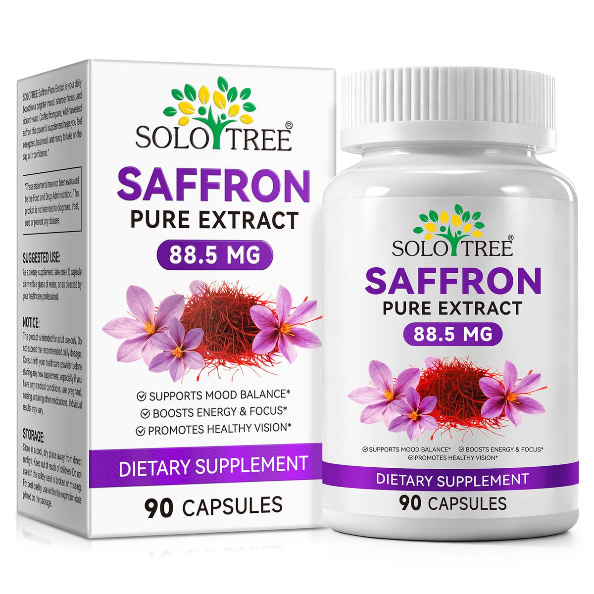 bnHUlMXw Saffron Supplement Capsules 88.5mg front view