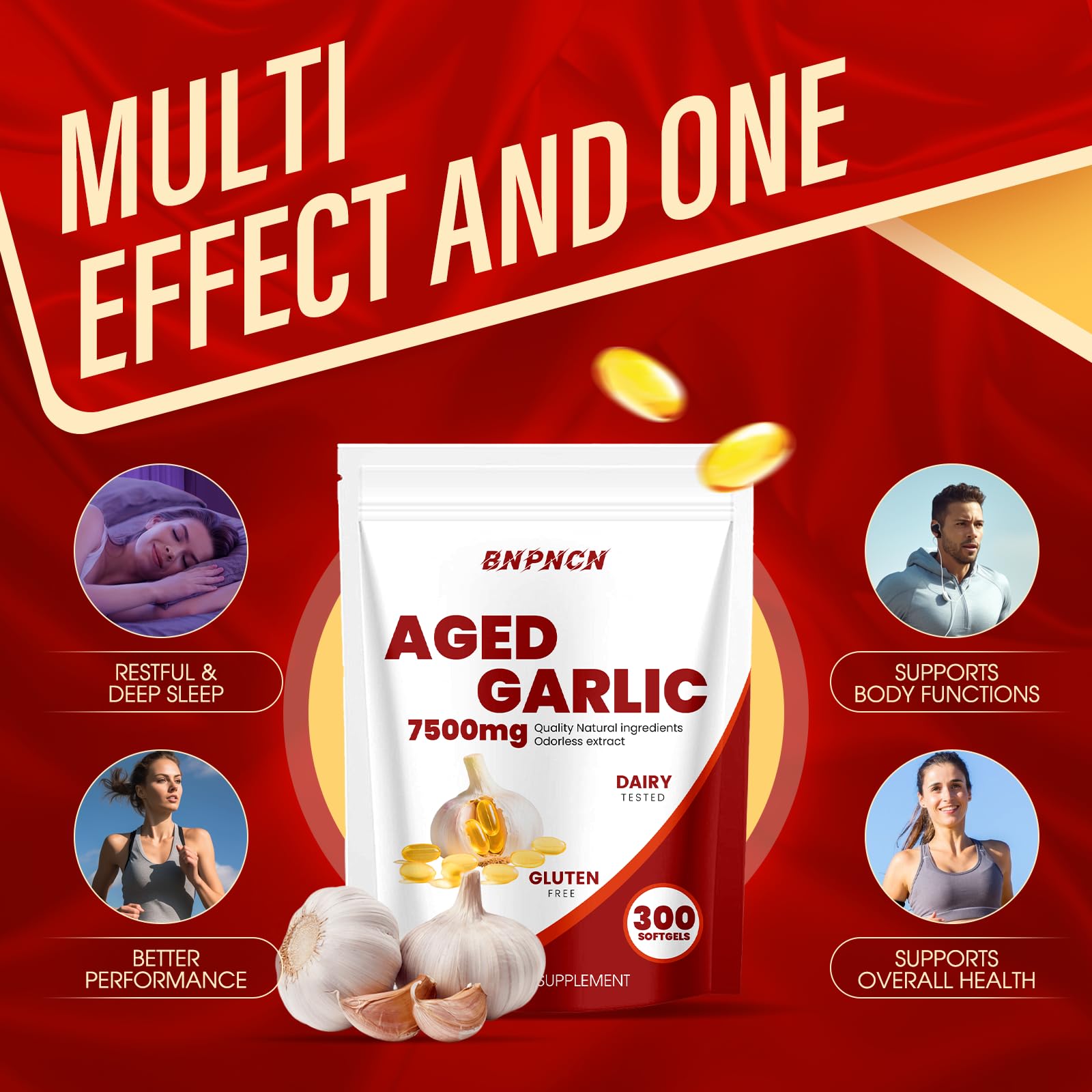 BnPnCn Garlic Supplement softgel capsule close-up