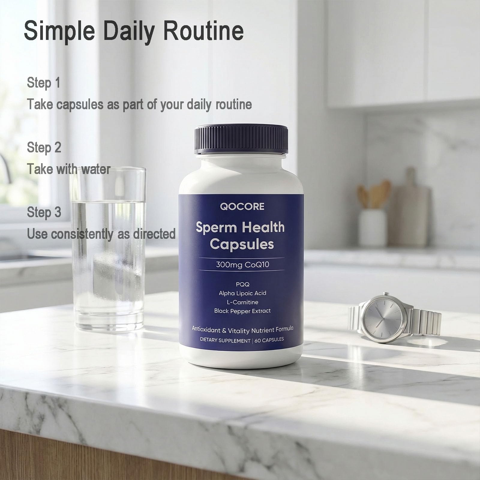 Boaccy CoQ10 Supplement 300mg capsules opened bottle