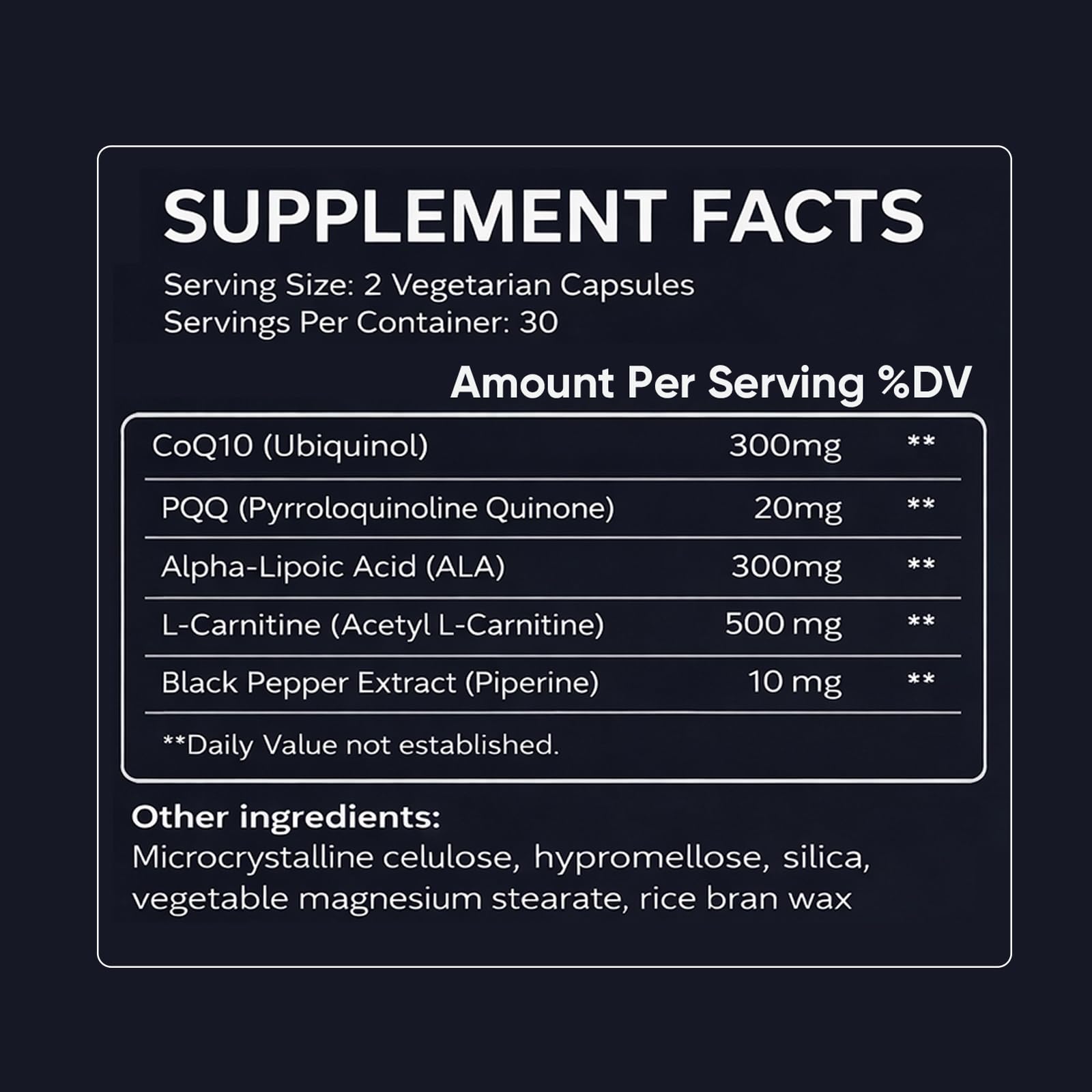 Boaccy CoQ10 Supplement 300mg capsules side view