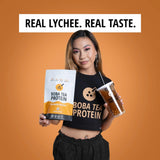 Boba Tea Protein Lychee Oolong Collagen in a smoothie
