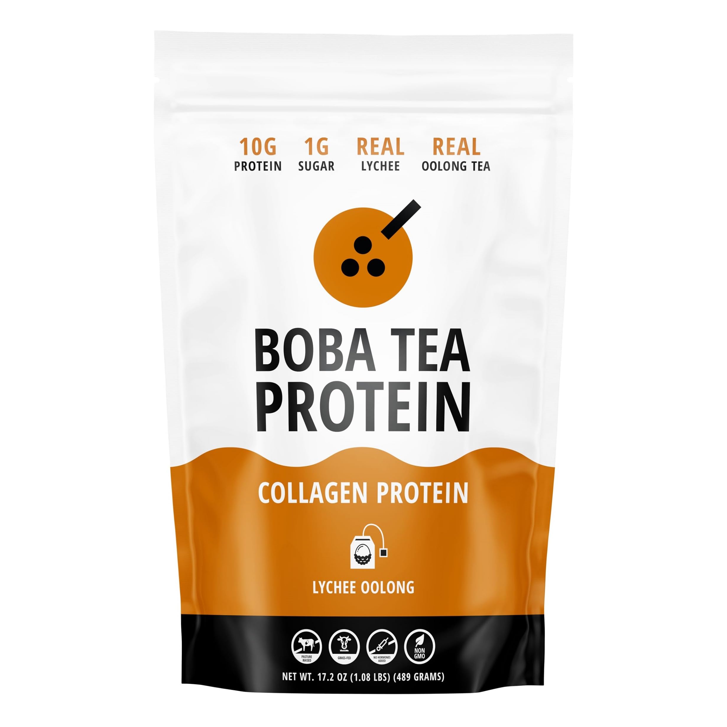 Boba Tea Protein Lychee Oolong Collagen powder front view
