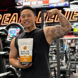 Boba Tea Protein Lychee Oolong Collagen with oolong tea leaves