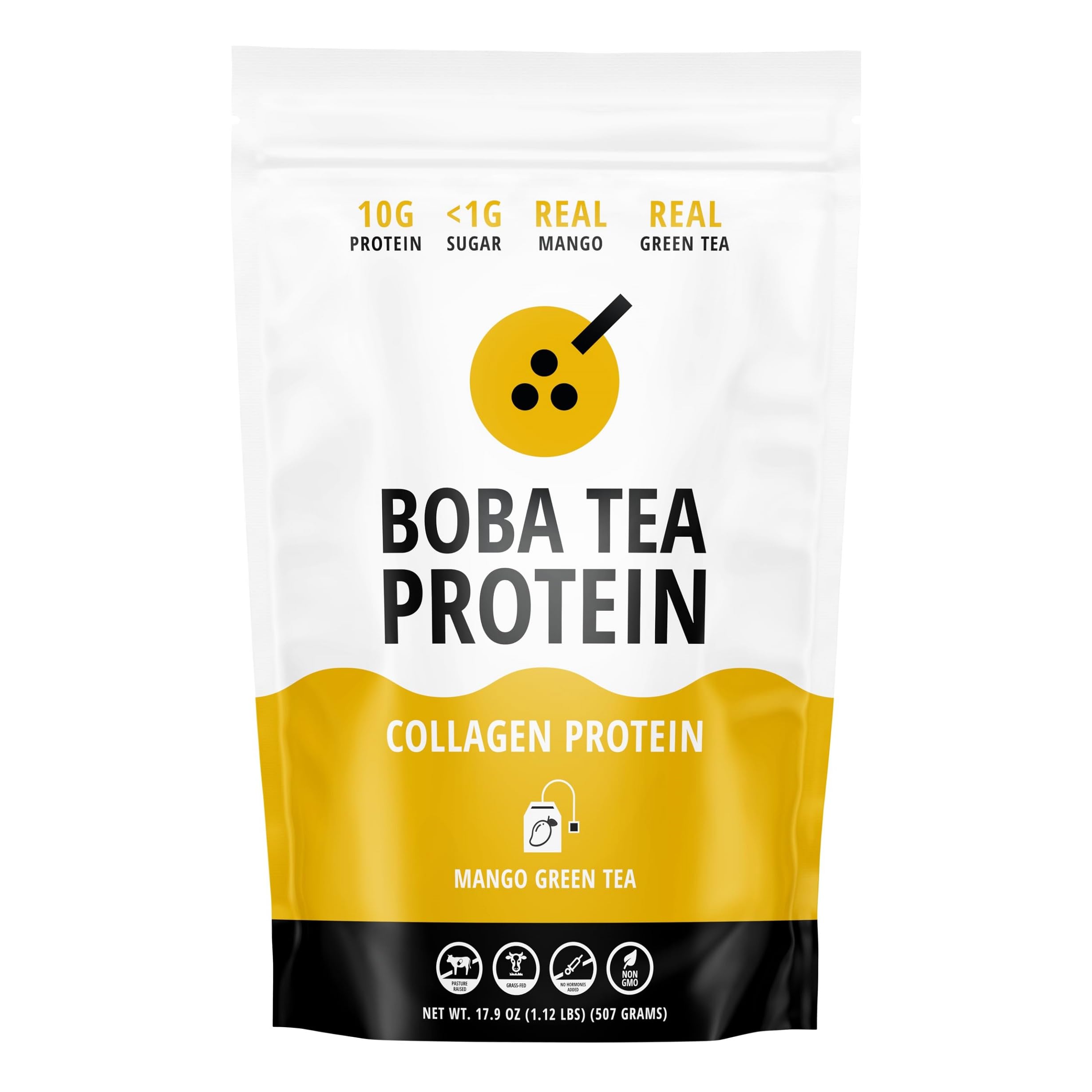 Boba Tea Protein Mango Green Tea Collagen Powder front view