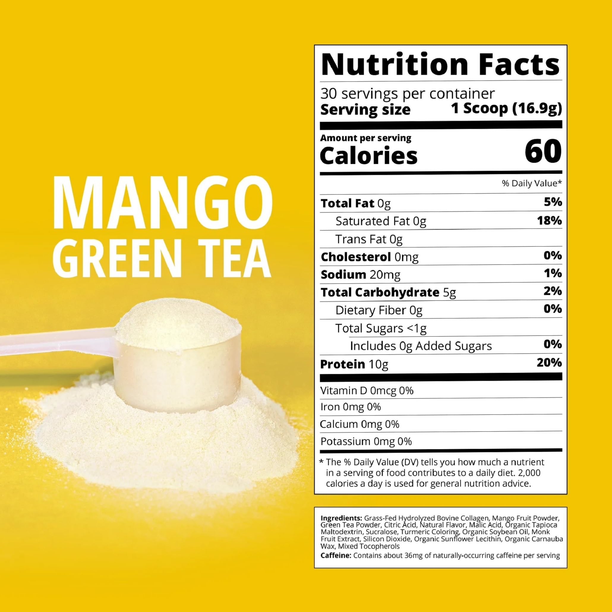 Boba Tea Protein Mango Green Tea Collagen Powder mixed in a smoothie