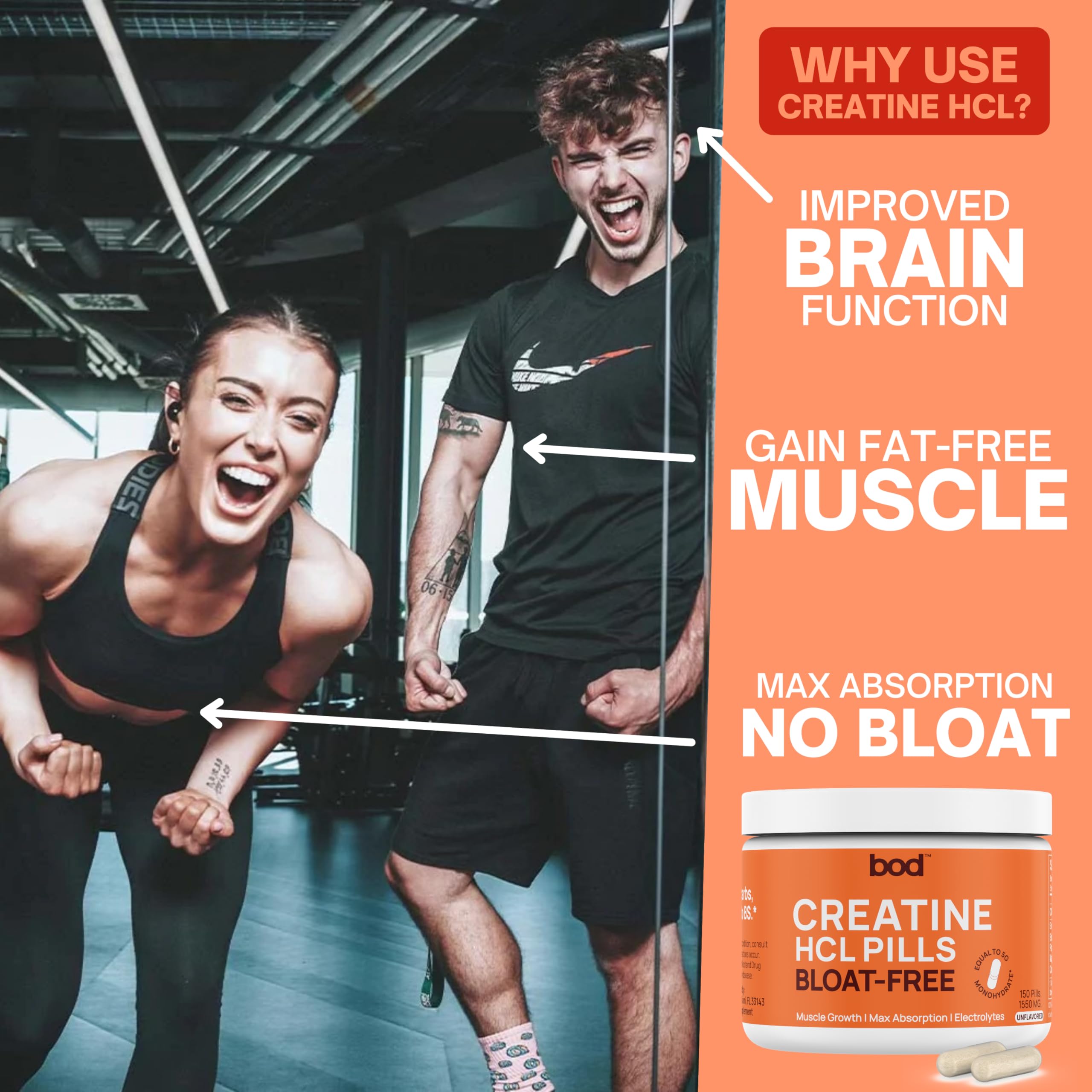 Bod Creatine HCL Capsules side view showing capsule