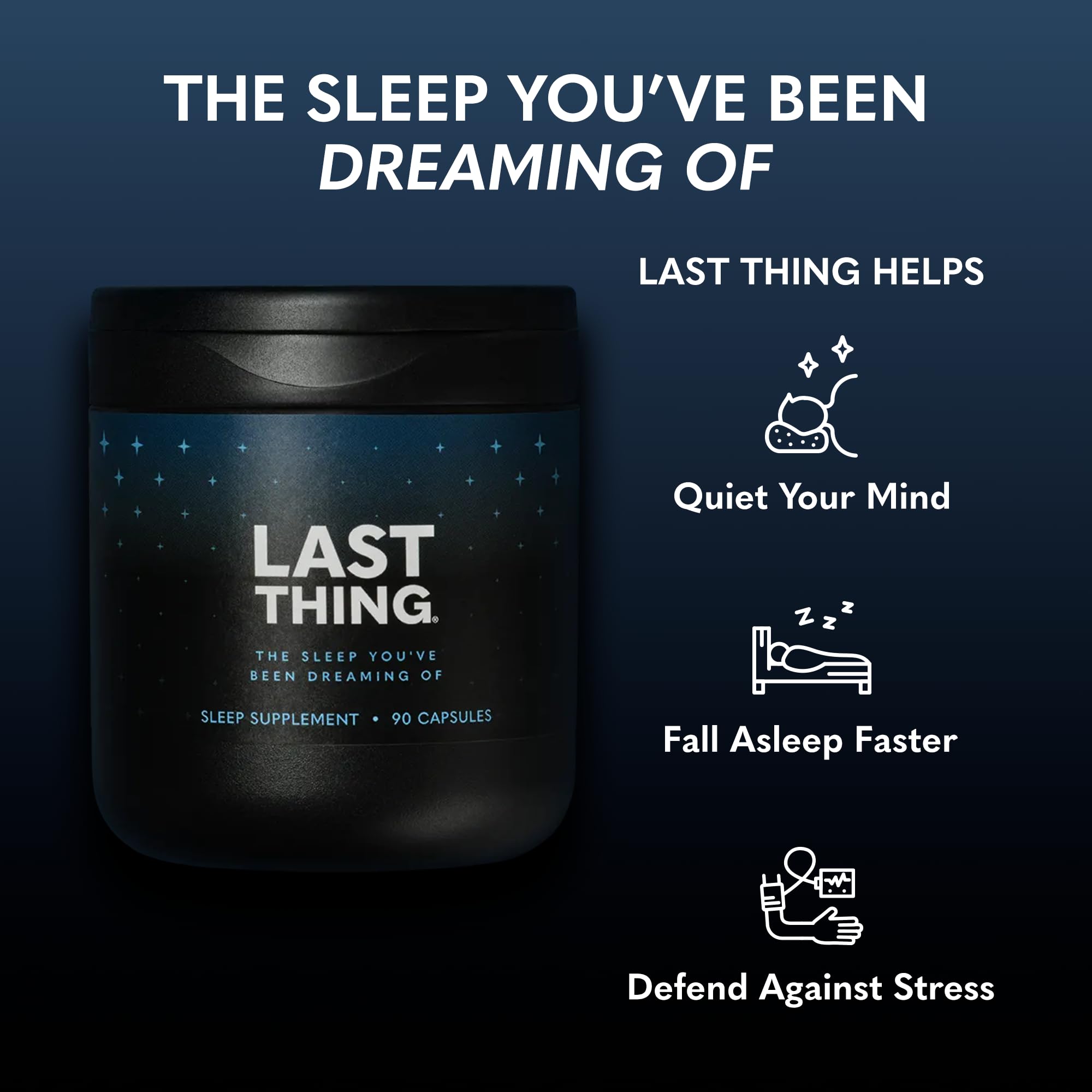 BODi Last Thing Sleep Supplement capsules on a table