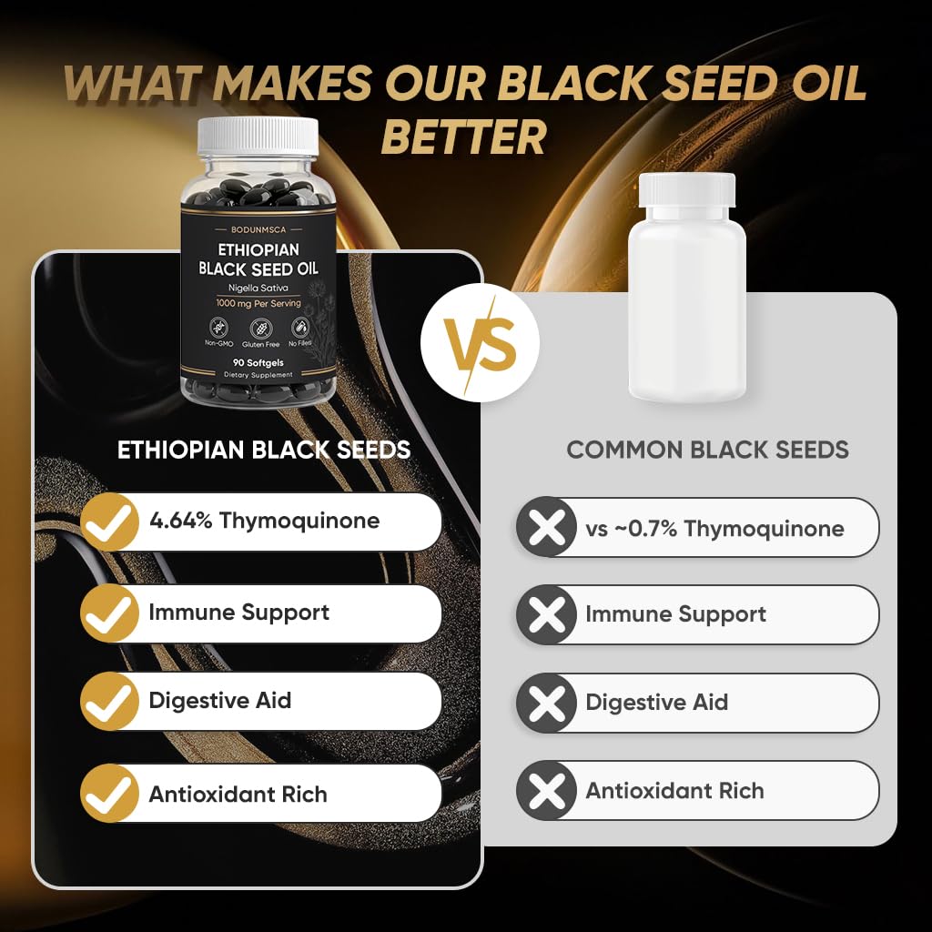 BODUNMSCA Black Seed Oil Softgels on a wooden surface