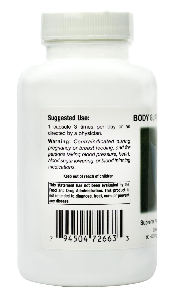 Body Guard Chanca Piedra capsule bottle side view