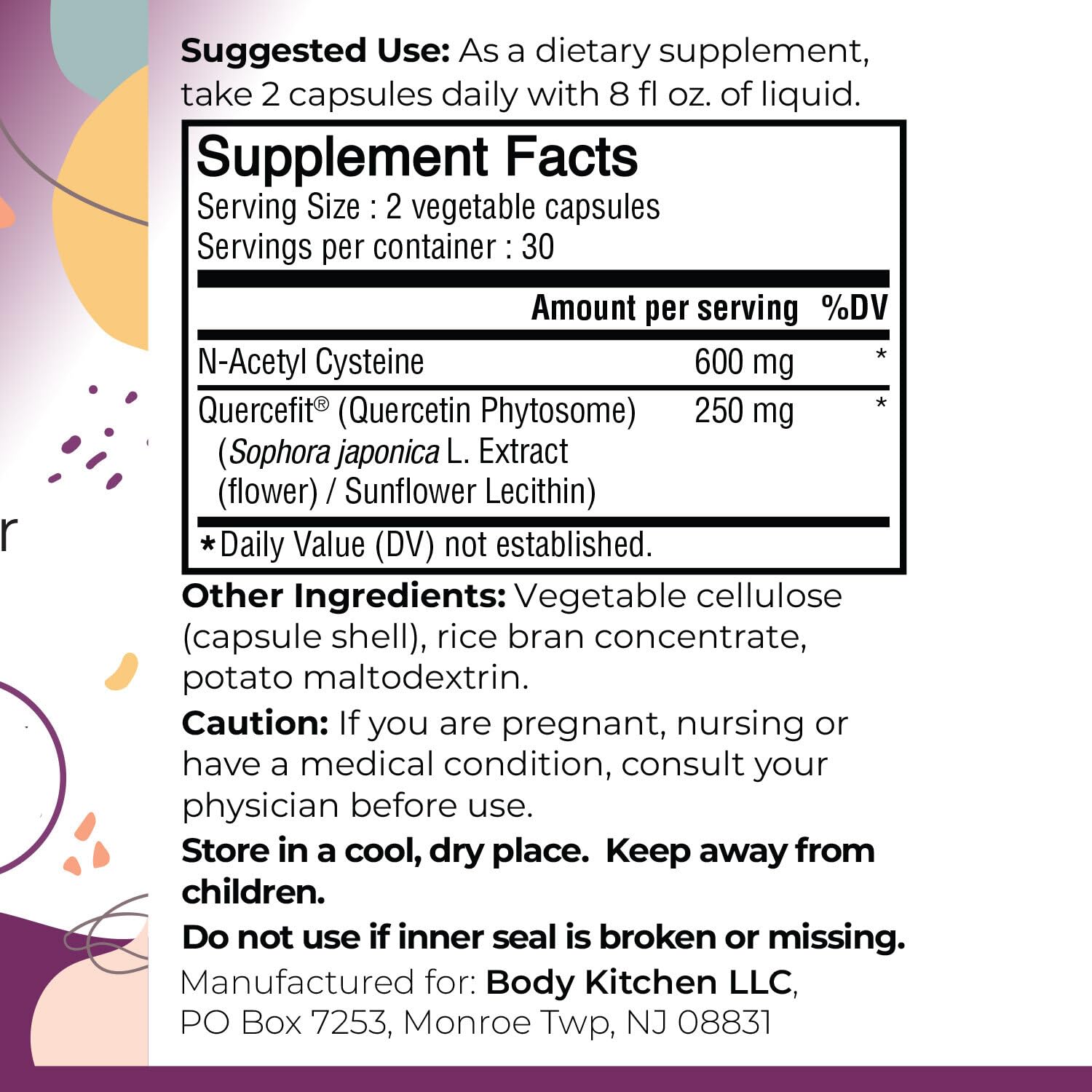 Body Kitchen Acetyl-L-Carnitine 600mg supplement capsule close-up