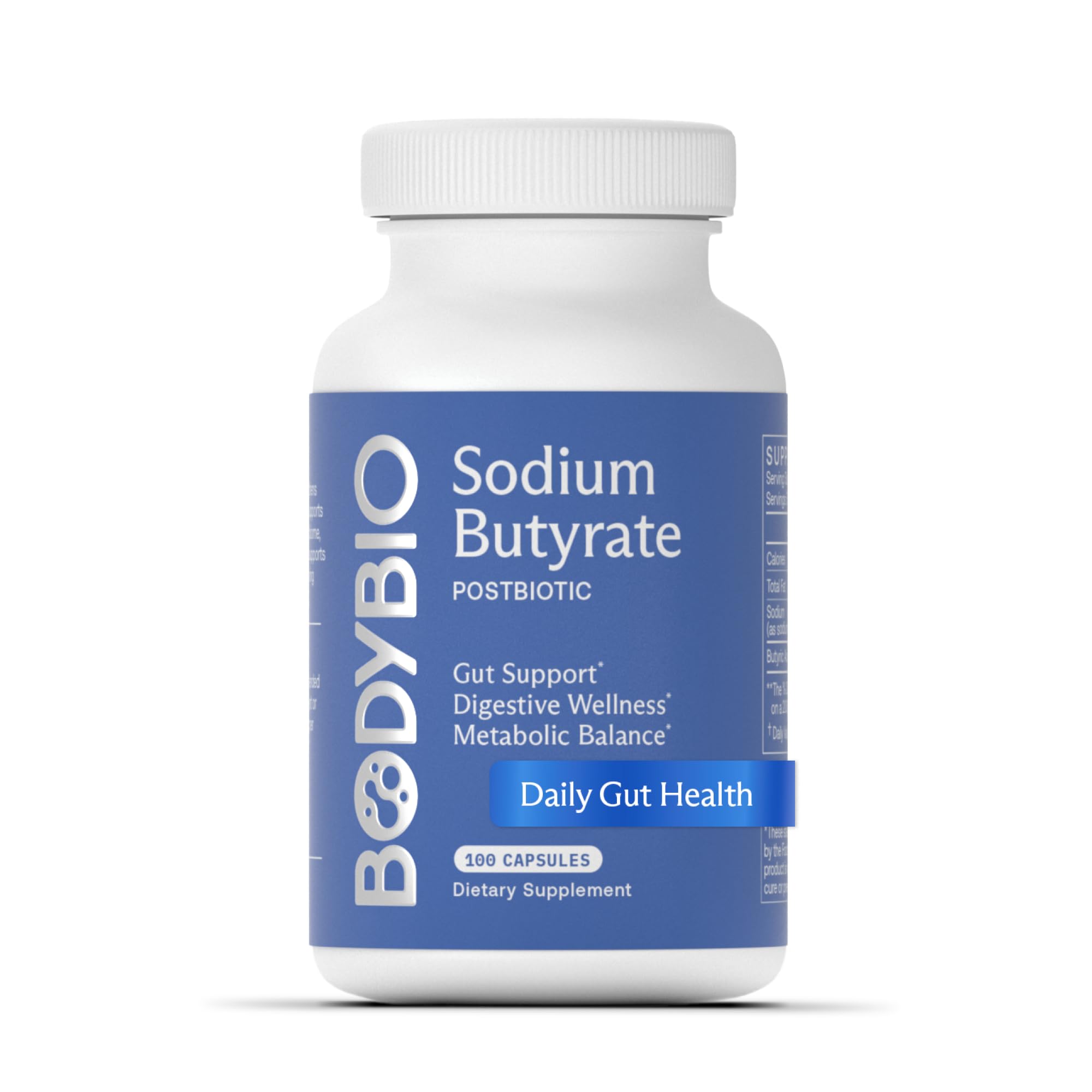 BodyBio Butyrate Prebiotic Capsules front view