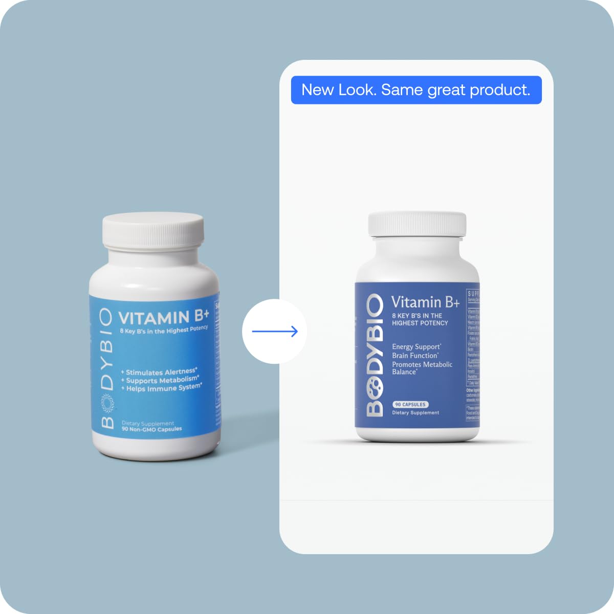 BodyBio Vitamin B+ Complex 100g capsule close-up