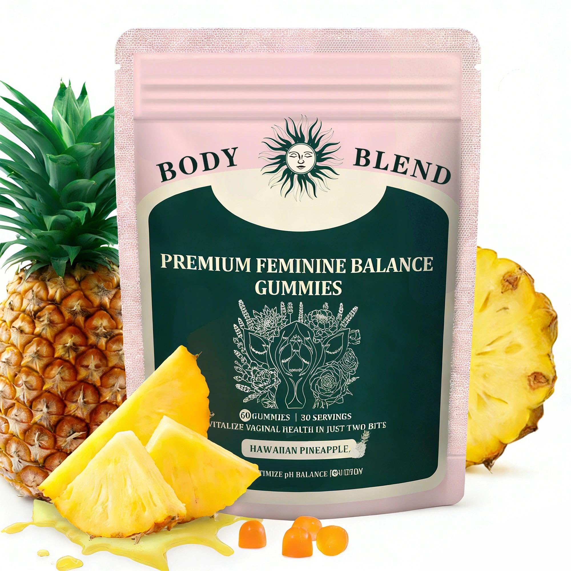 BodyBlend Feminine Balance Gummies front view with packaging