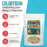 BodyBoost Colostrum Powder 172g lifestyle shot with ingredients