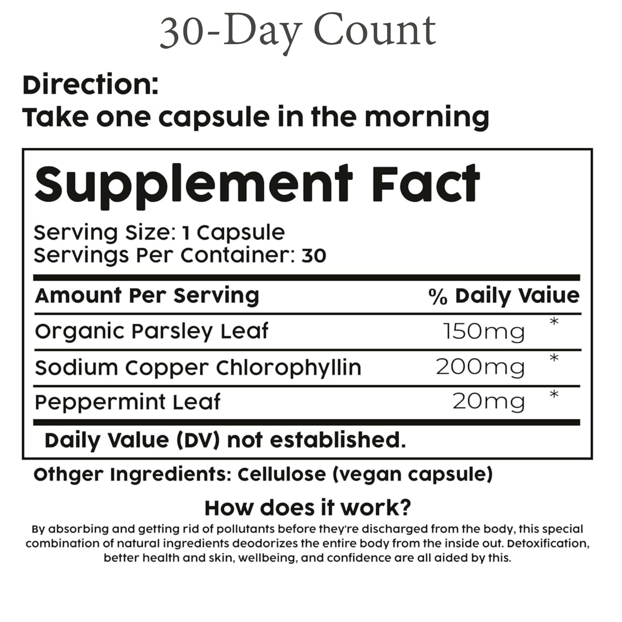 BodyBreeze Chlorophyll Capsules with a glass of water