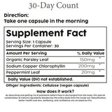 BodyBreeze Chlorophyll Capsules with a glass of water