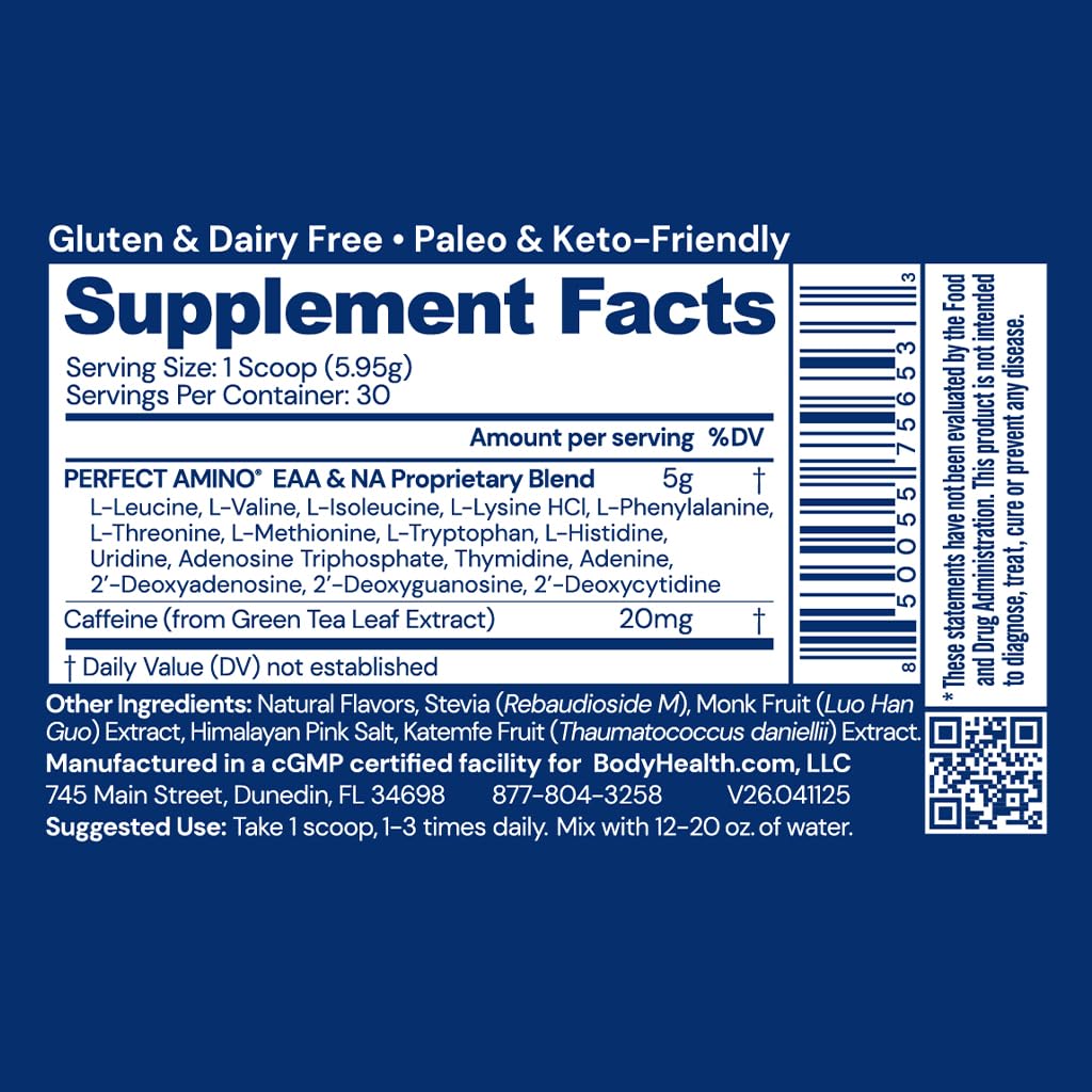 BodyHealth BCAA Amino Acids Supplement side view