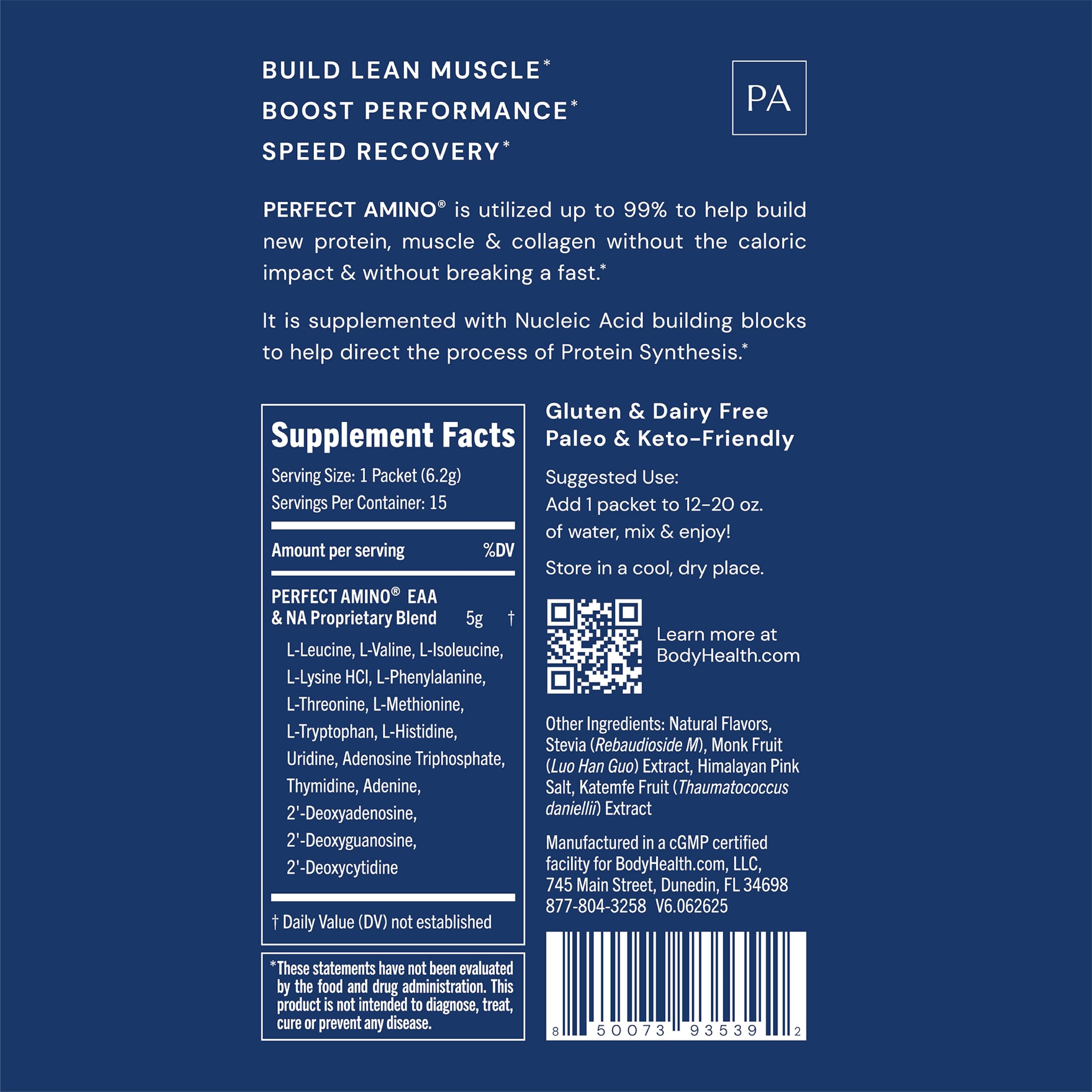 BodyHealth Perfect Amino BCAA Powder scoop with powder