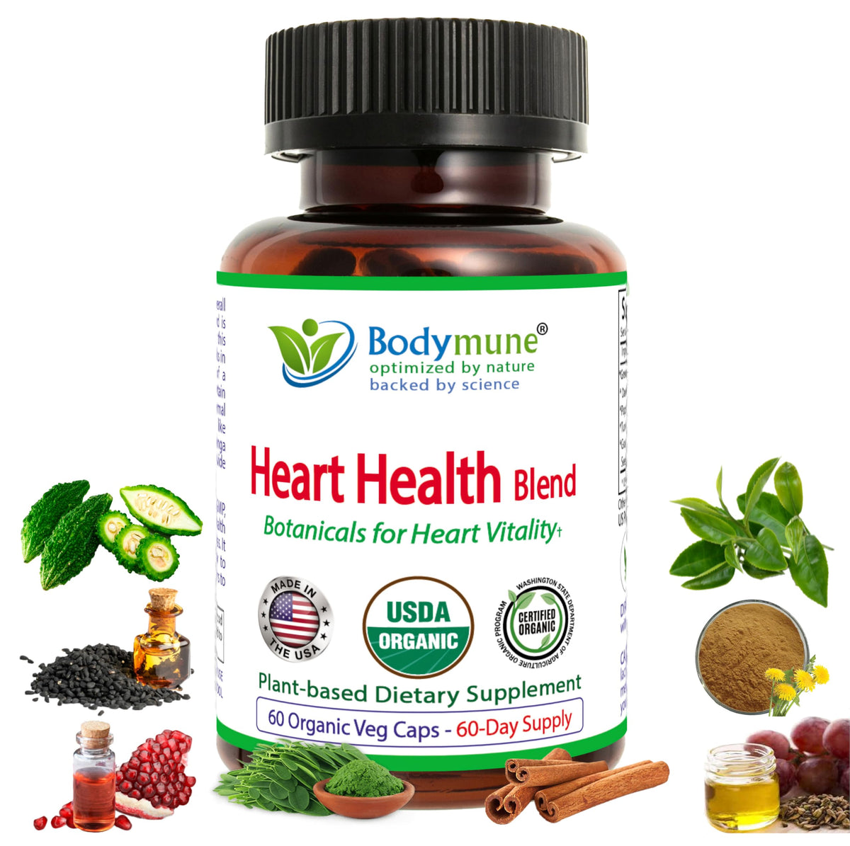 Bodymune Organic Heart Support Capsules front view