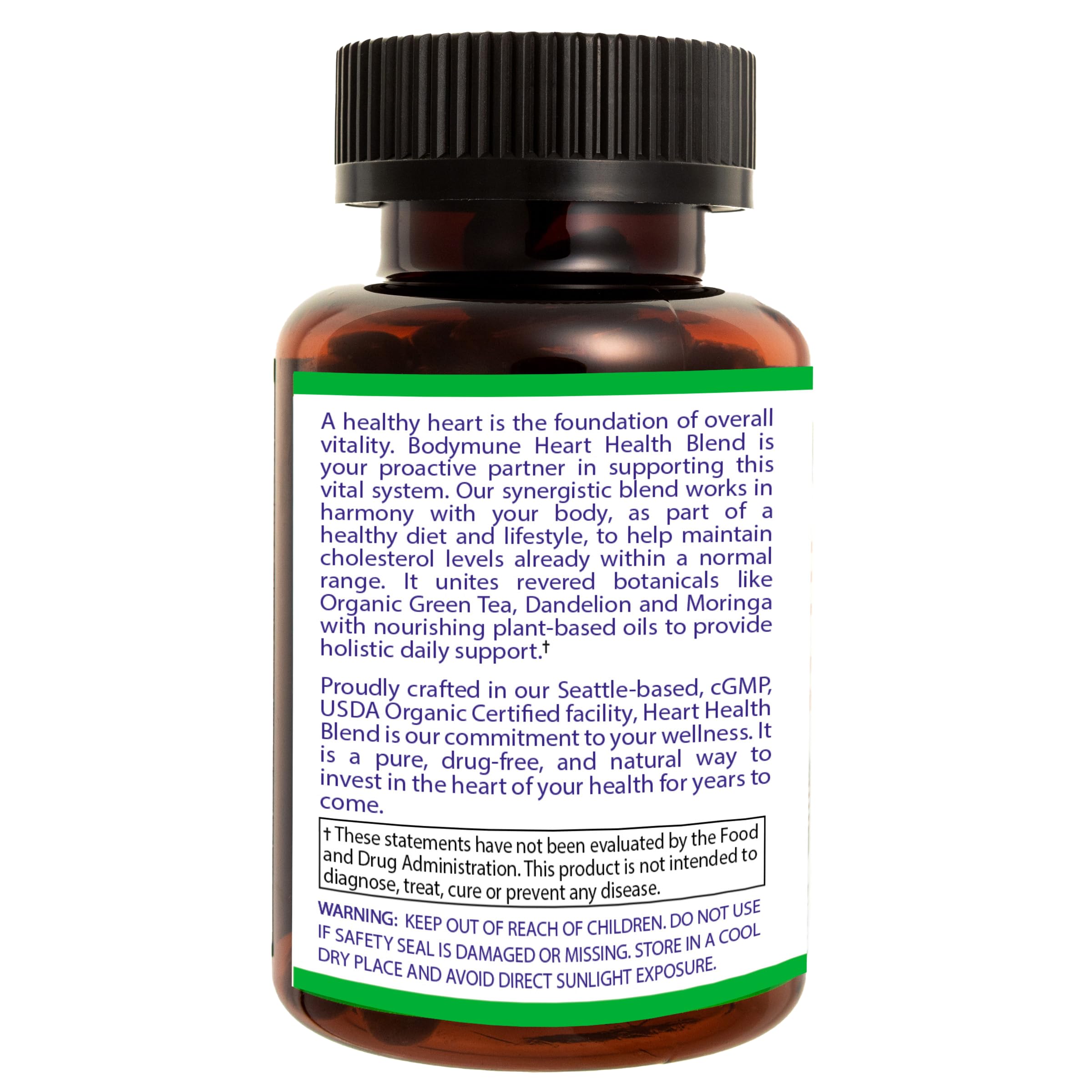 Bodymune Organic Heart Support Capsules in hand