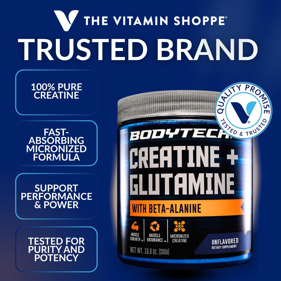 BodyTech 3-in-1 Creatine Glutamine Beta-Alanine Powder side view
